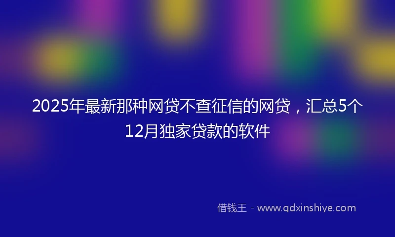 2025年最新那种网贷不查征信的网贷，汇总5个12月独家贷款的软件