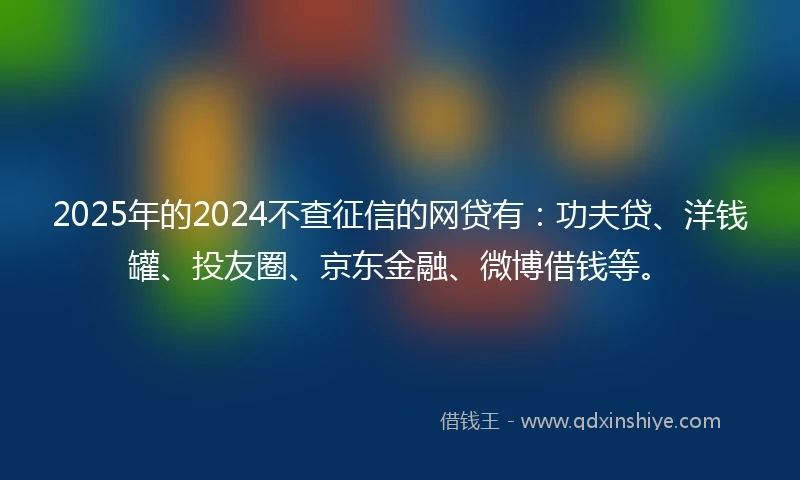 2025年的2024不查征信的网贷有：功夫贷、洋钱罐、投友圈、京东金融、微博借钱等。
