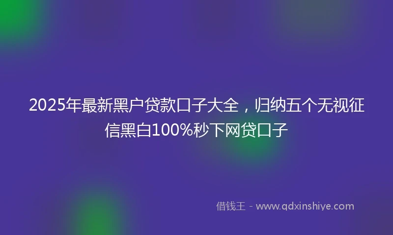 2025年最新黑户贷款口子大全，归纳五个无视征信黑白100%秒下网贷口子