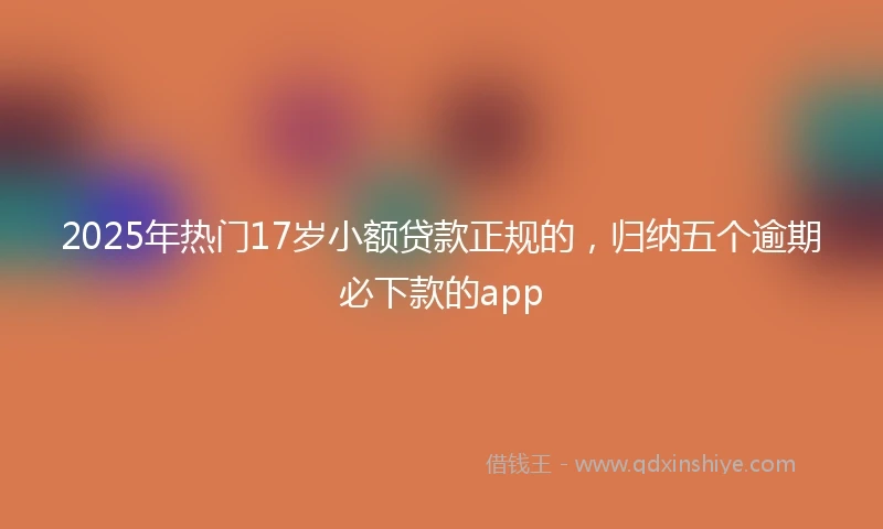 2025年热门17岁小额贷款正规的，归纳五个逾期必下款的app
