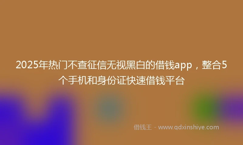 2025年热门不查征信无视黑白的借钱app，整合5个手机和身份证快速借钱平台