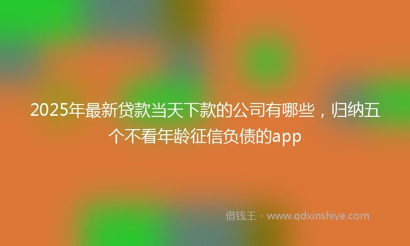 2025年最新贷款当天下款的公司有哪些，归纳五个不看年龄征信负债的app