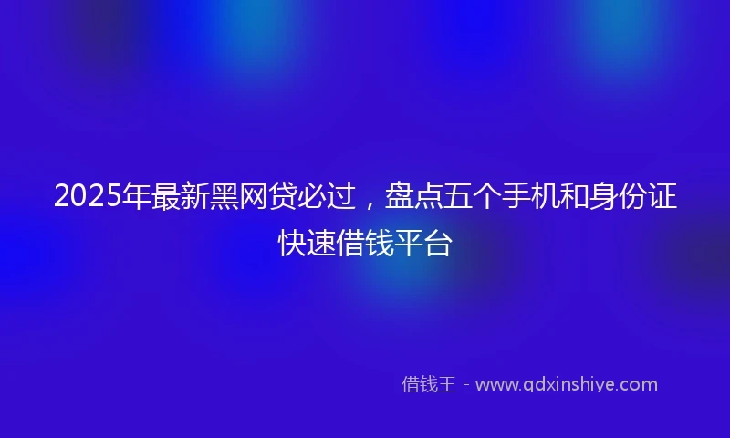 2025年最新黑网贷必过，盘点五个手机和身份证快速借钱平台
