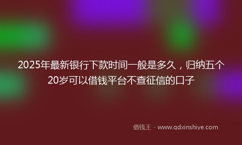 2025年最新银行下款时间一般是多久，归纳五个20岁可以借钱平台不查征信的口子
