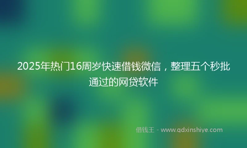 2025年热门16周岁快速借钱微信，整理五个秒批通过的网贷软件