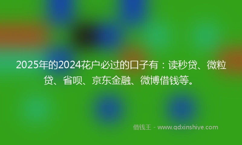 2025年的2024花户必过的口子有：读秒贷、微粒贷、省呗、京东金融、微博借钱等。