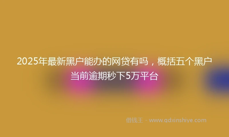 2025年最新黑户能办的网贷有吗，概括五个黑户当前逾期秒下5万平台