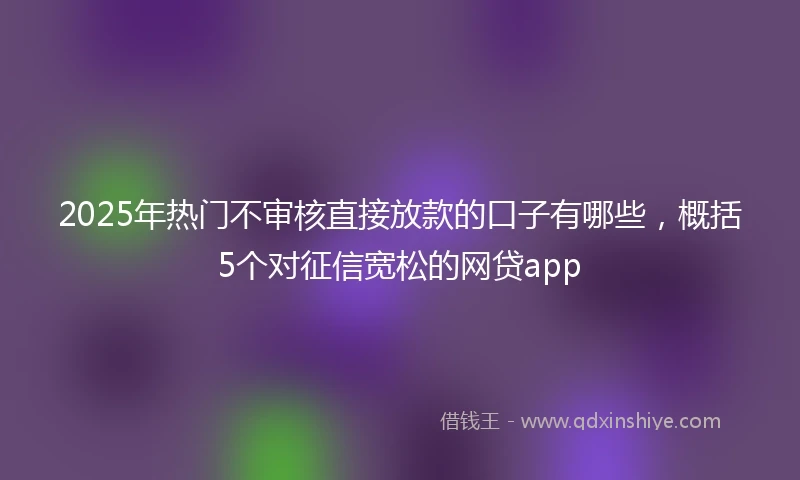 2025年热门不审核直接放款的口子有哪些，概括5个对征信宽松的网贷app
