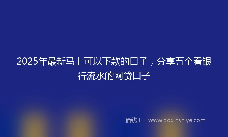 2025年最新马上可以下款的口子，分享五个看银行流水的网贷口子