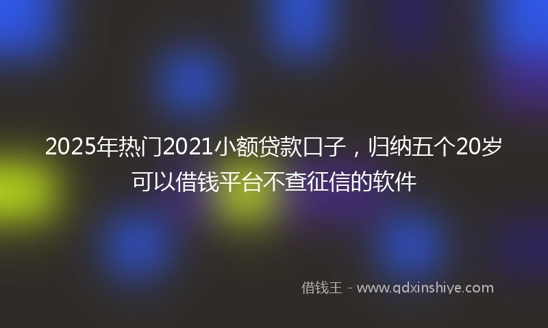 2025年热门2021小额贷款口子，归纳五个20岁可以借钱平台不查征信的软件