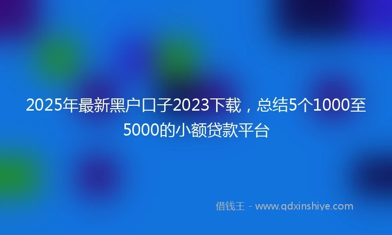 2025年最新黑户口子2023下载，总结5个1000至5000的小额贷款平台