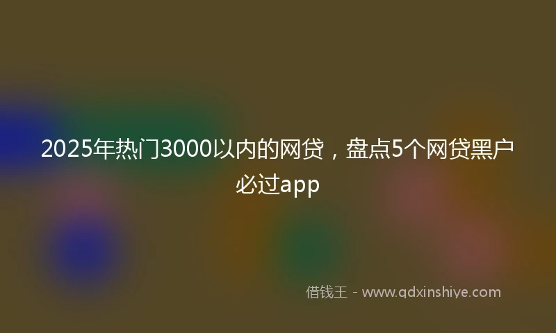 2025年热门3000以内的网贷，盘点5个网贷黑户必过app