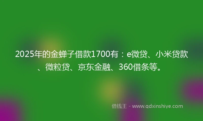 2025年的金蝉子借款1700有：e微贷、小米贷款、微粒贷、京东金融、360借条等。