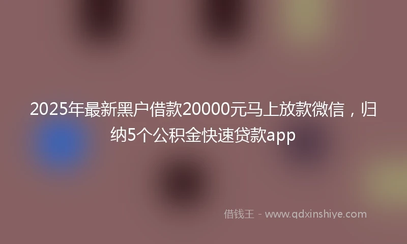 2025年最新黑户借款20000元马上放款微信，归纳5个公积金快速贷款app