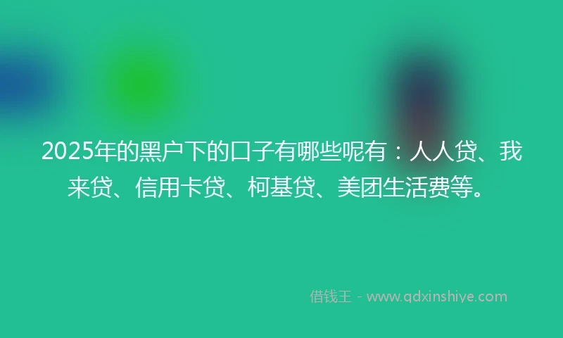2025年的黑户下的口子有哪些呢有：人人贷、我来贷、信用卡贷、柯基贷、美团生活费等。