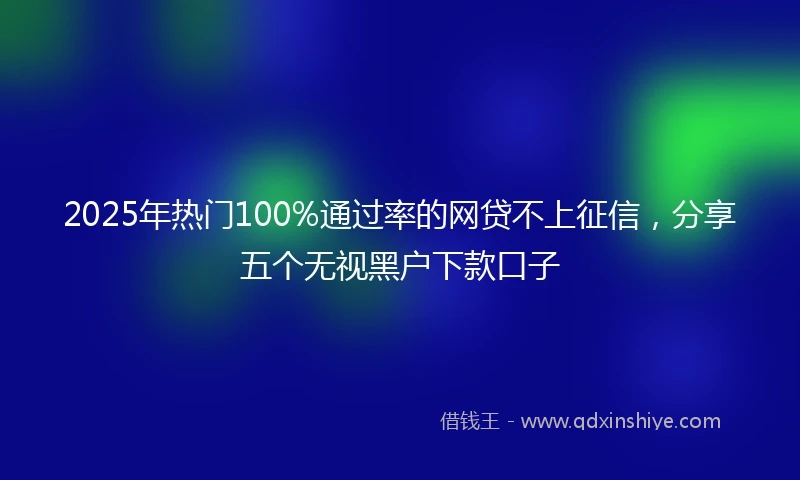 2025年热门100%通过率的网贷不上征信，分享五个无视黑户下款口子