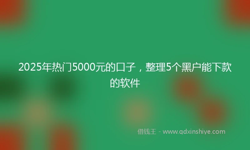 2025年热门5000元的口子，整理5个黑户能下款的软件