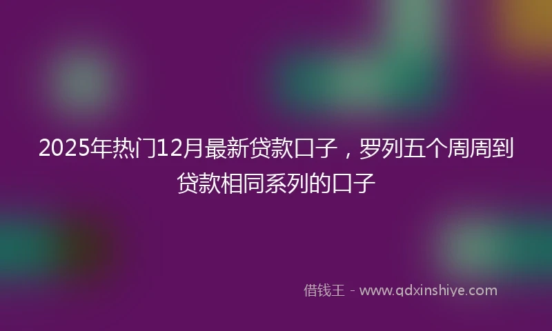 2025年热门12月最新贷款口子，罗列五个周周到贷款相同系列的口子