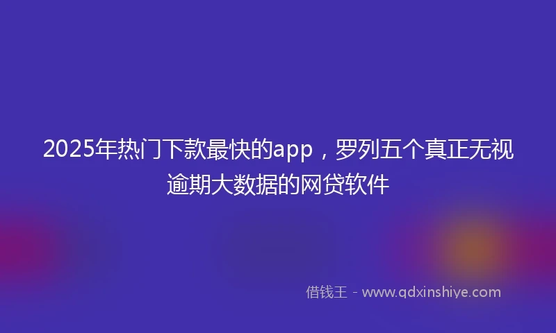 2025年热门下款最快的app，罗列五个真正无视逾期大数据的网贷软件