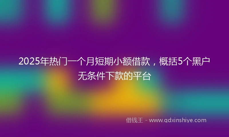 2025年热门一个月短期小额借款，概括5个黑户无条件下款的平台