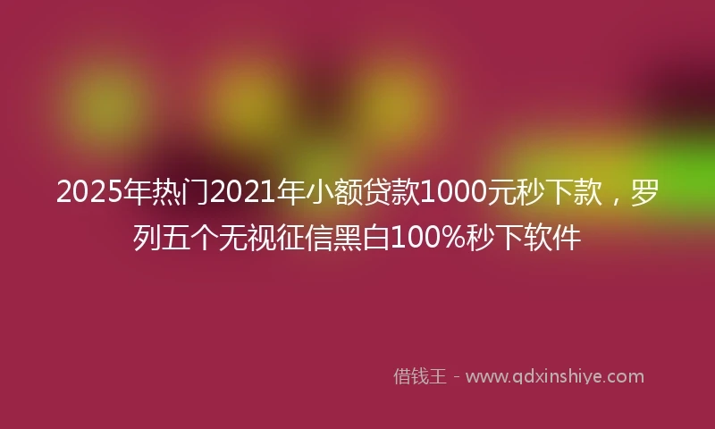 2025年热门2021年小额贷款1000元秒下款，罗列五个无视征信黑白100%秒下软件