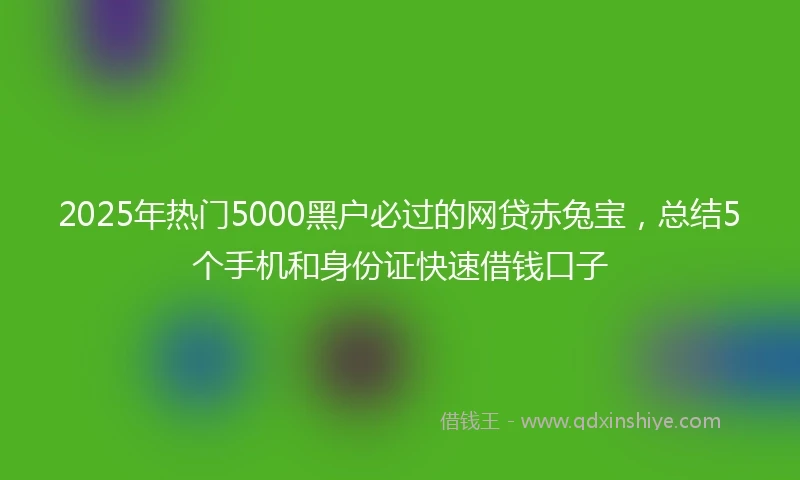 2025年热门5000黑户必过的网贷赤兔宝，总结5个手机和身份证快速借钱口子