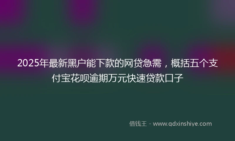 2025年最新黑户能下款的网贷急需，概括五个支付宝花呗逾期万元快速贷款口子