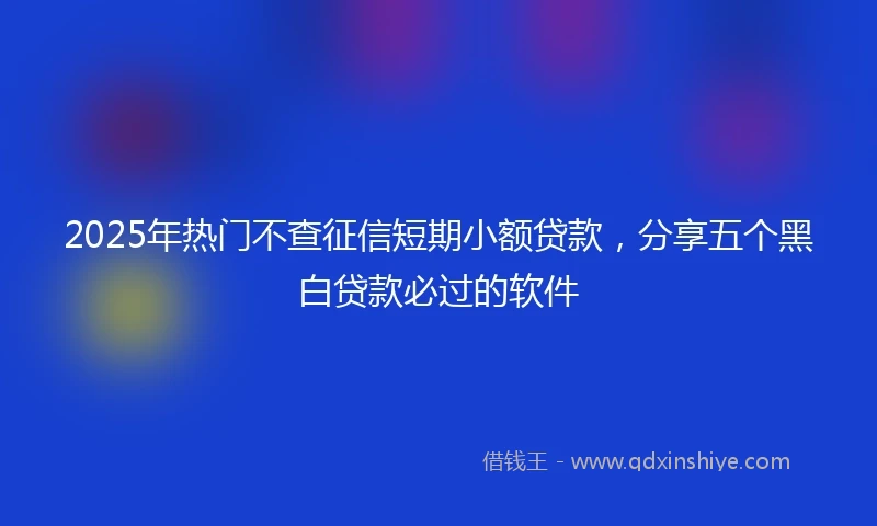 2025年热门不查征信短期小额贷款，分享五个黑白贷款必过的软件