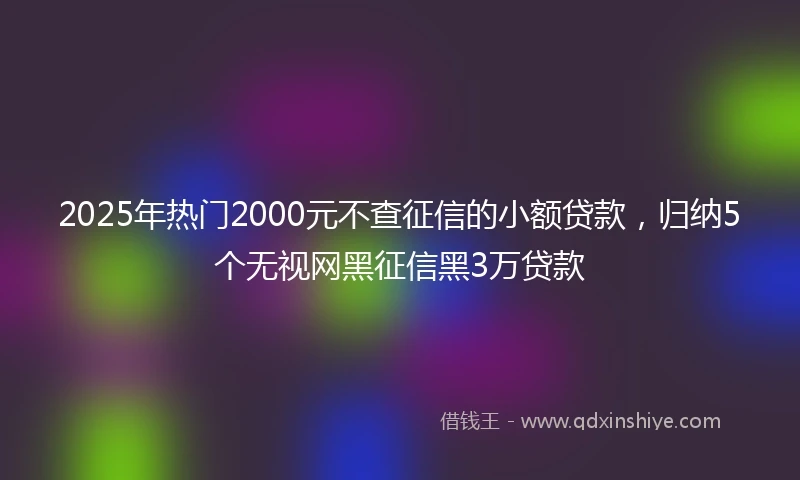 2025年热门2000元不查征信的小额贷款，归纳5个无视网黑征信黑3万贷款