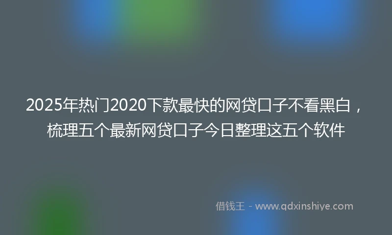 2025年热门2020下款最快的网贷口子不看黑白，梳理五个最新网贷口子今日整理这五个软件