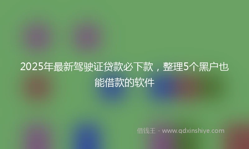 2025年最新驾驶证贷款必下款，整理5个黑户也能借款的软件