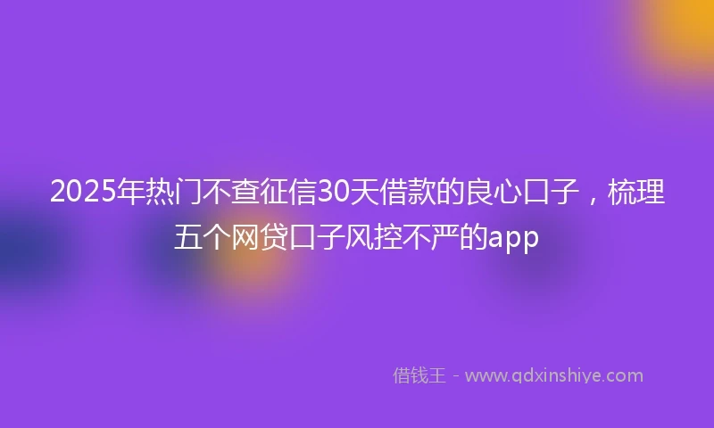 2025年热门不查征信30天借款的良心口子，梳理五个网贷口子风控不严的app