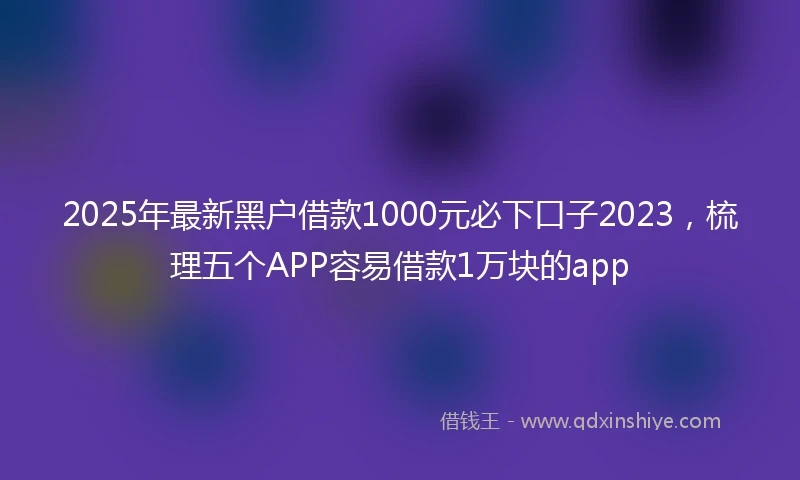 2025年最新黑户借款1000元必下口子2023，梳理五个APP容易借款1万块的app