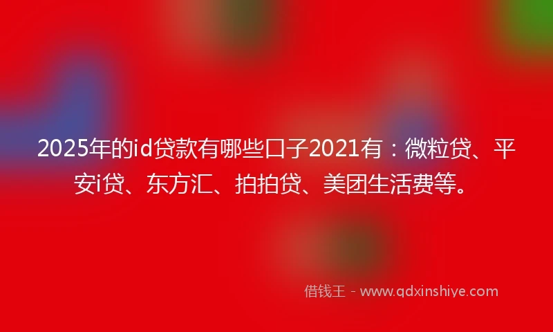 2025年的id贷款有哪些口子2021有：微粒贷、平安i贷、东方汇、拍拍贷、美团生活费等。