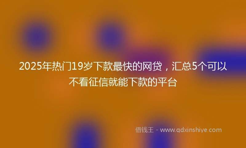 2025年热门19岁下款最快的网贷，汇总5个可以不看征信就能下款的平台