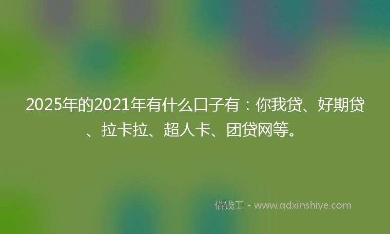 2025年的2021年有什么口子有：你我贷、好期贷、拉卡拉、超人卡、团贷网等。
