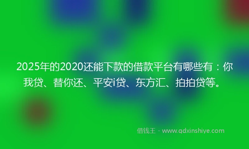 2025年的2020还能下款的借款平台有哪些有：你我贷、替你还、平安i贷、东方汇、拍拍贷等。