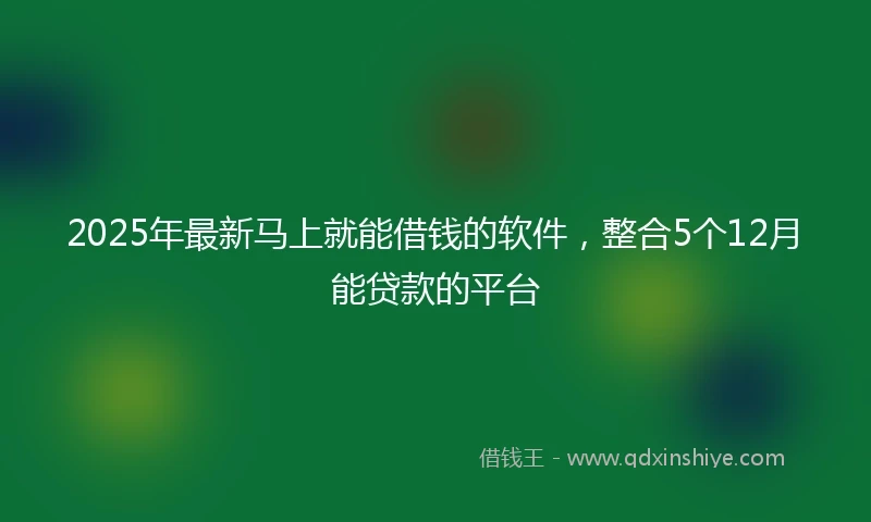2025年最新马上就能借钱的软件，整合5个12月能贷款的平台