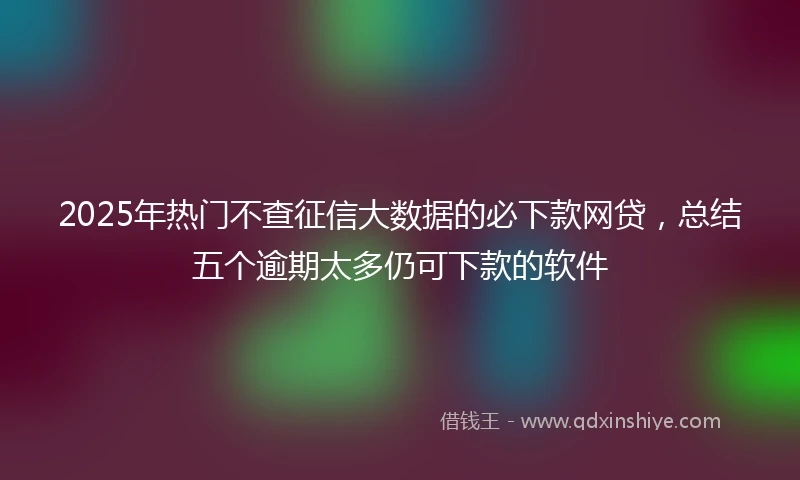 2025年热门不查征信大数据的必下款网贷，总结五个逾期太多仍可下款的软件