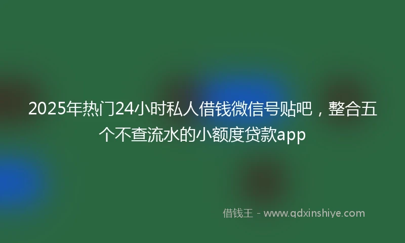 2025年热门24小时私人借钱微信号贴吧，整合五个不查流水的小额度贷款app