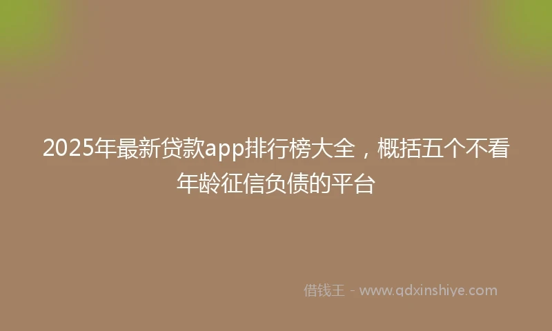 2025年最新贷款app排行榜大全，概括五个不看年龄征信负债的平台