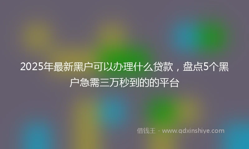 2025年最新黑户可以办理什么贷款，盘点5个黑户急需三万秒到的的平台