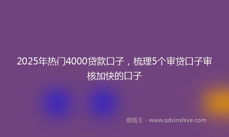 2025年热门4000贷款口子，梳理5个审贷口子审核加快的口子