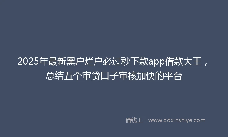 2025年最新黑户烂户必过秒下款app借款大王，总结五个审贷口子审核加快的平台