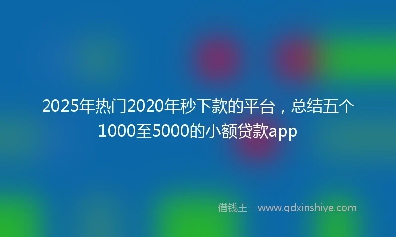 2025年热门2020年秒下款的平台，总结五个1000至5000的小额贷款app