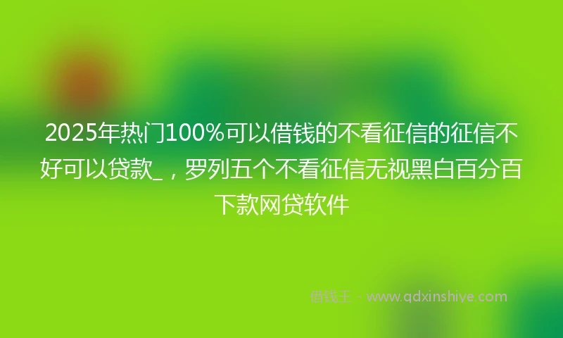 2025年热门100%可以借钱的不看征信的征信不好可以贷款_，罗列五个不看征信无视黑白百分百下款网贷软件