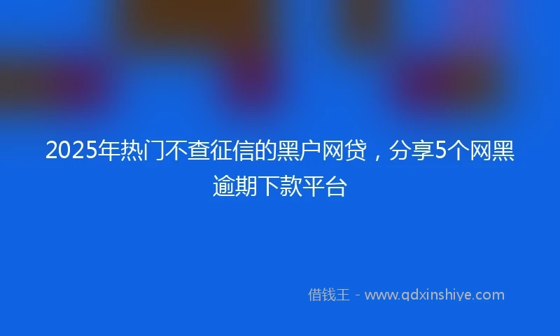 2025年热门不查征信的黑户网贷，分享5个网黑逾期下款平台