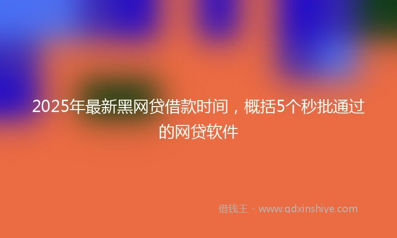 2025年最新黑网贷借款时间，概括5个秒批通过的网贷软件