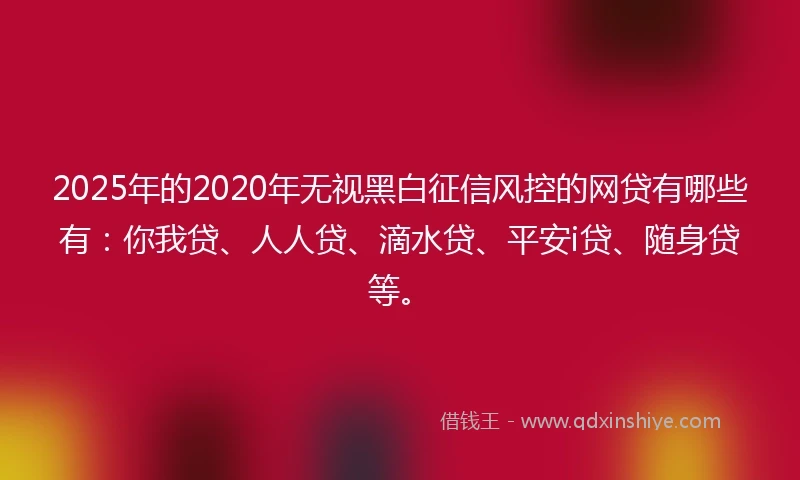 2025年的2020年无视黑白征信风控的网贷有哪些有：你我贷、人人贷、滴水贷、平安i贷、随身贷等。