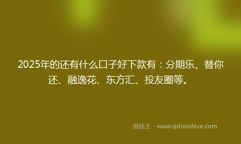 2025年的还有什么口子好下款有：分期乐、替你还、融逸花、东方汇、投友圈等。